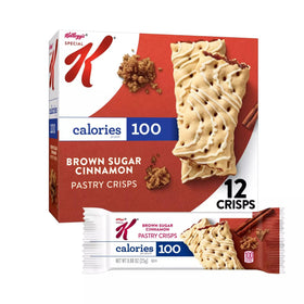 Kellogg's Special K Pastry Crisps Brown Sugar Cinnamon pack close-up, convenient snack on the go.