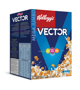 Kellogg's Vector Meal Replacement Cereal box front for a convenient, on-the-go breakfast option.