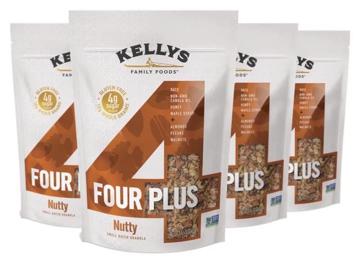 Kelly's Four Plus Granola bowl with yogurt shows gluten-free crunch and protein