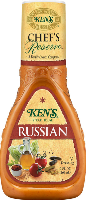 Triple-pack Ken's Russian Dressing on shelf offers convenient family-sized option