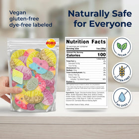 Kenai Kitchen BUBS Swedish Candy big oval gummies with soft, chewy texture.