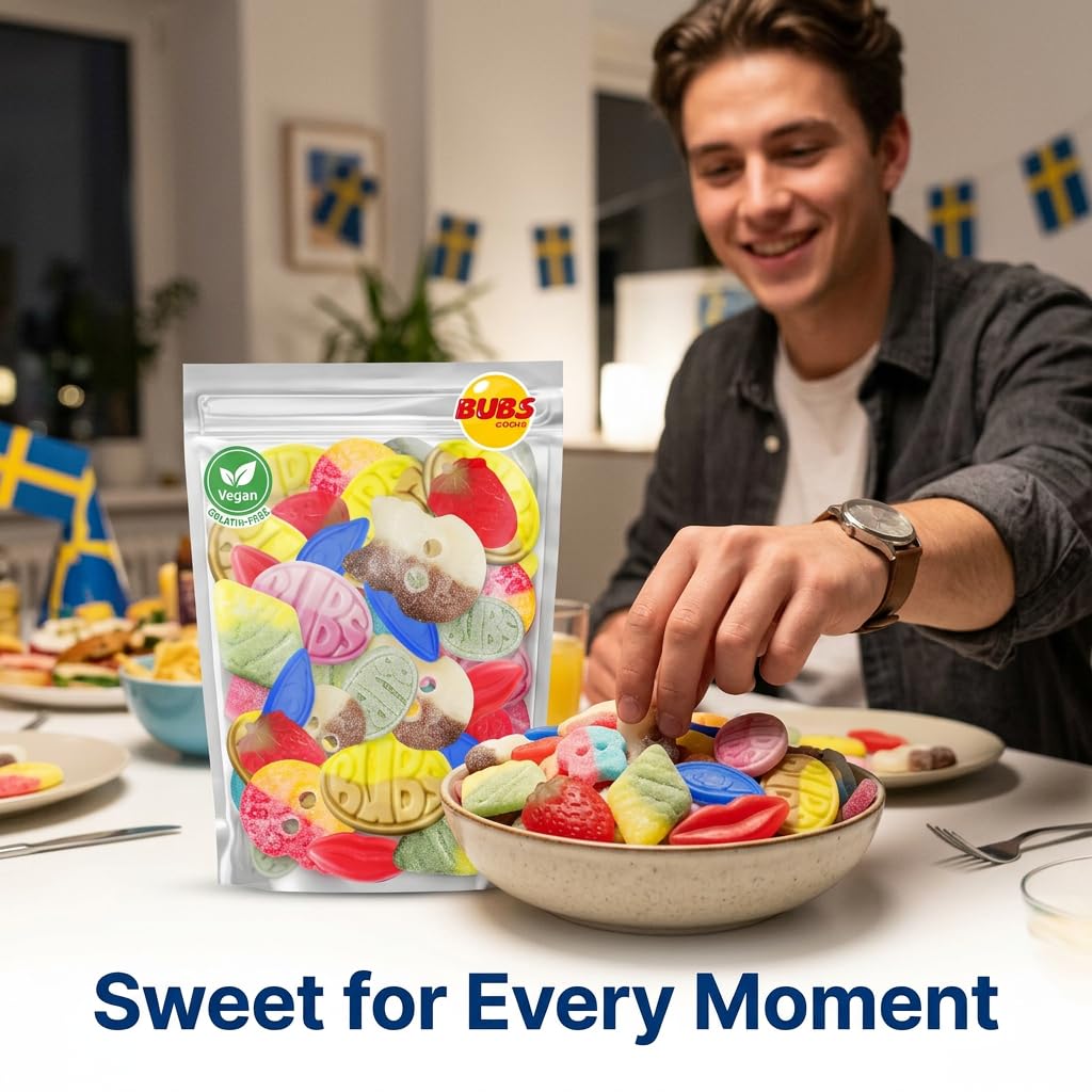 Kenai BUBS Swedish candy mix showcases diverse shapes and textures in one bag.