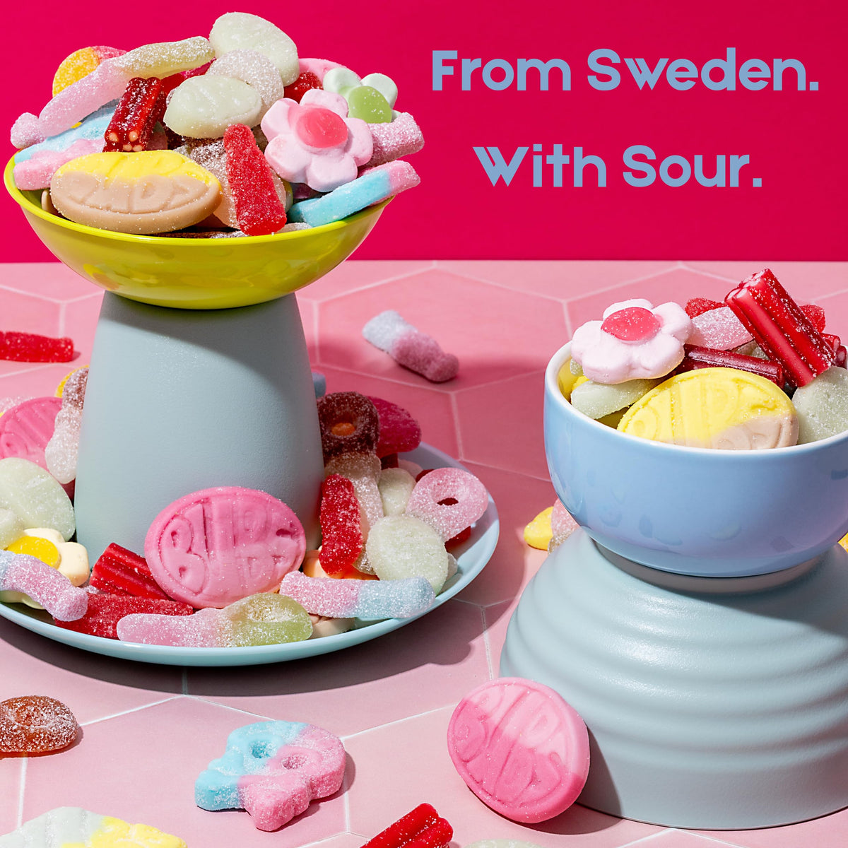 Kenai Kitchen Bubs Swedish Candy Mix pomegranate ovals close-up — fruity bite ideal for gift tins.