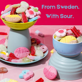 Kenai Kitchen Bubs Swedish Candy Mix pomegranate ovals close-up — fruity bite ideal for gift tins.