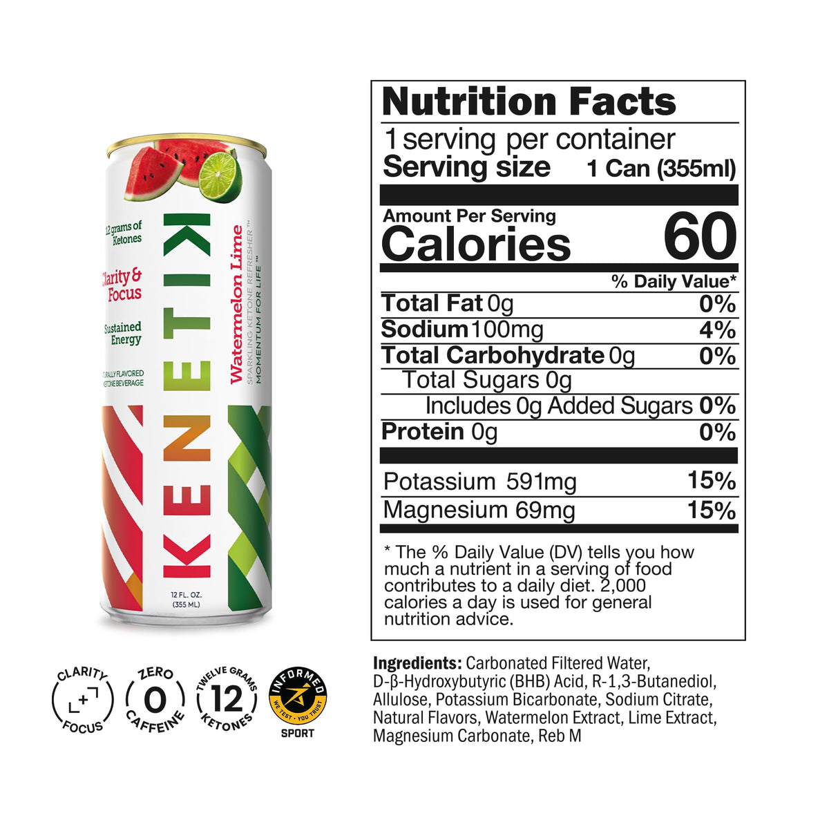 Kenetik Ketone Focus Drink six-pack layout emphasizes convenience.