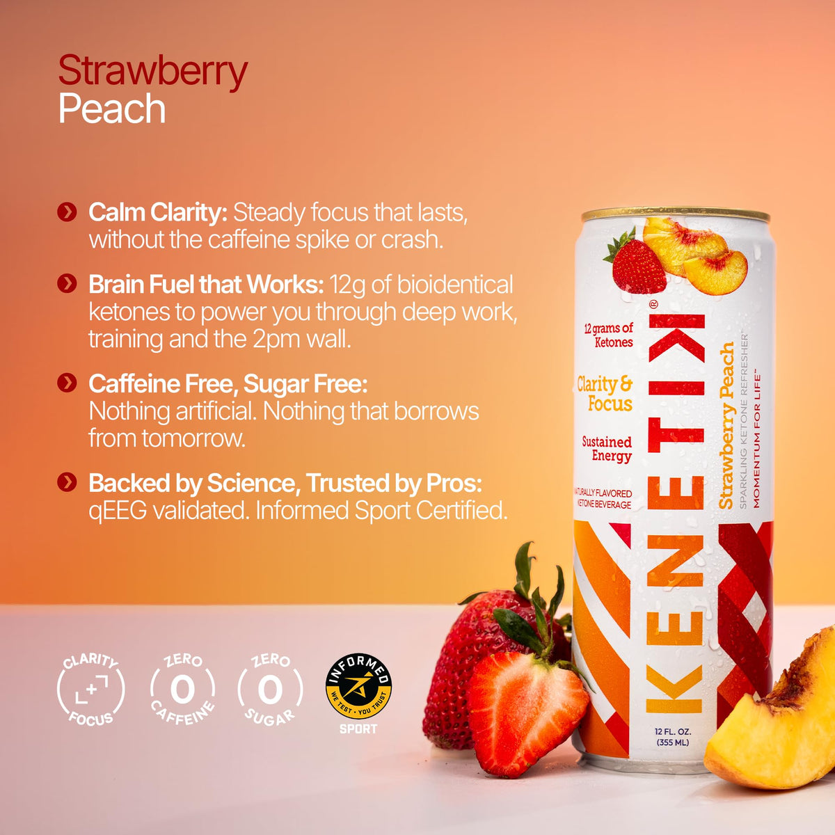 Kenetik label close-up showing sugar-free and vegan certifications