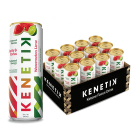 Kenetik Watermelon Lime can front view, caffeine-free focus support in a refreshing drink.