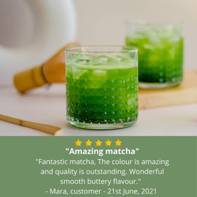 Hand-picked shade-grown leaves emphasize premium quality in Kenko Matcha.