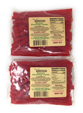 Kenny's Cinnamon Licorice Twists 2 lbs pack closeup, fresh flavor for snacking