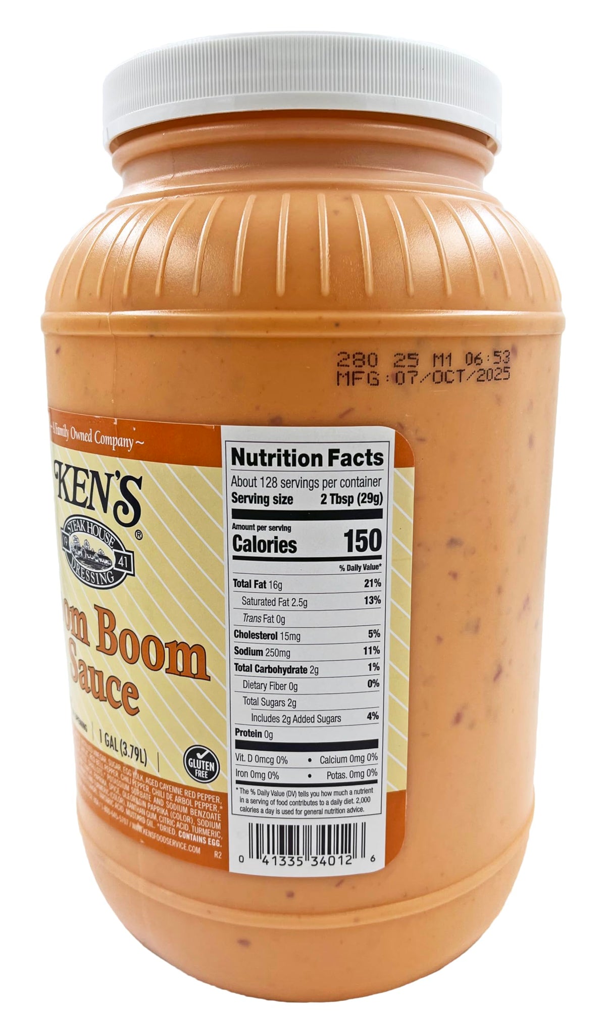 Ken's Boom Boom Sauce drizzled on a sandwich for garlic flavor.