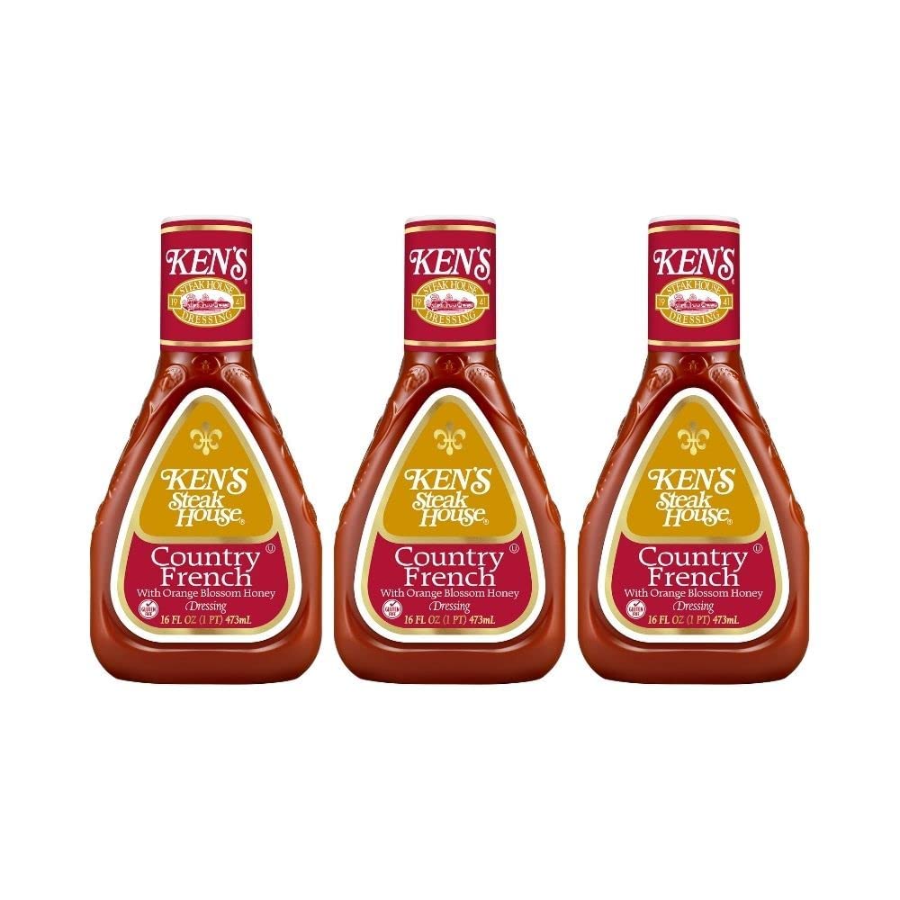 Ken's Country French Honey Dressing bottle on counter, ideal for quick salads