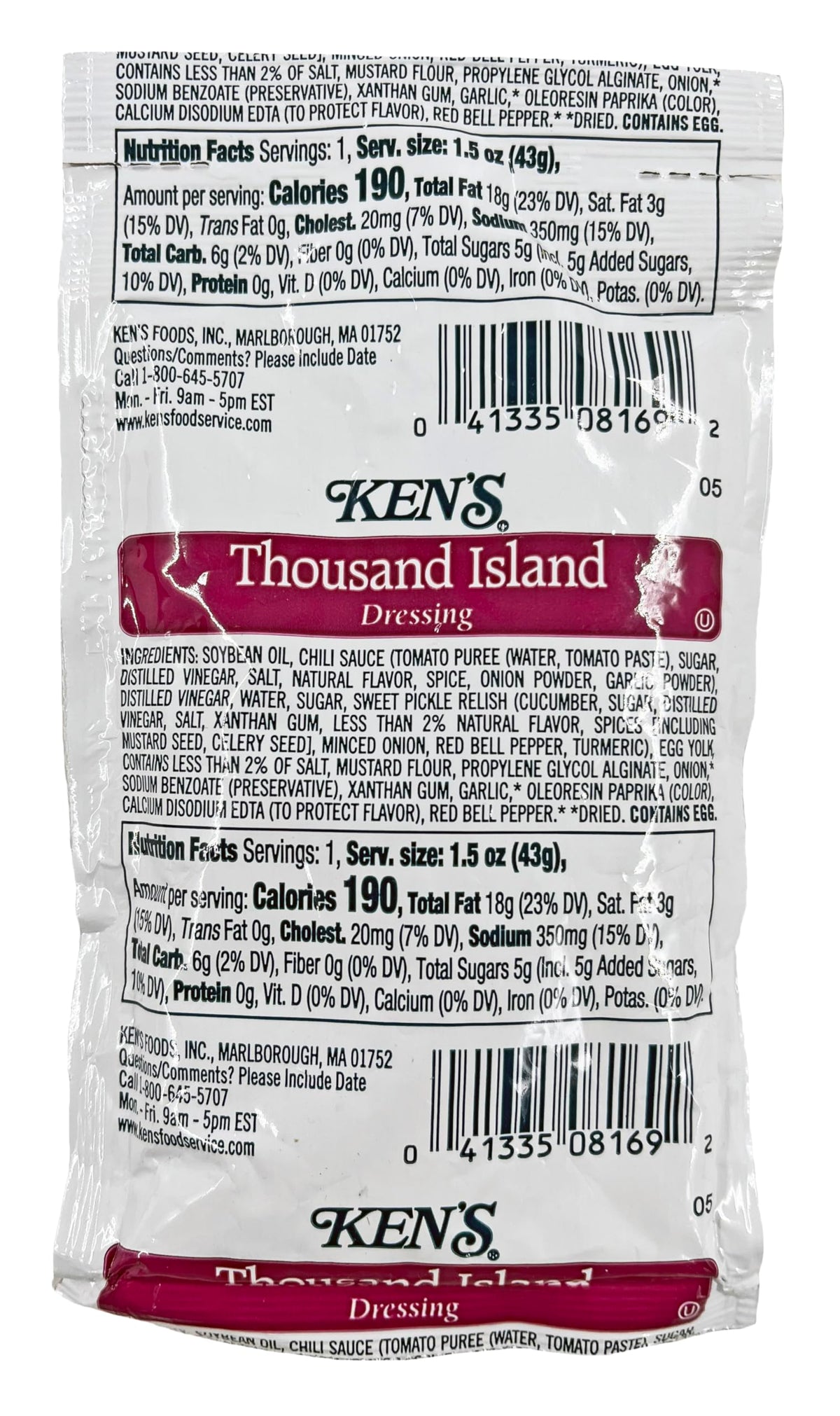 Ken's logo on dressing packets with meal-prep appeal.