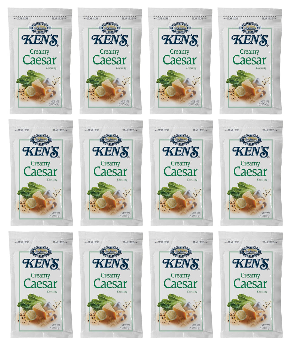 Ken's Steak House Creamy Caesar Dressing 1.5 oz pouch ready for on-the-go meals.