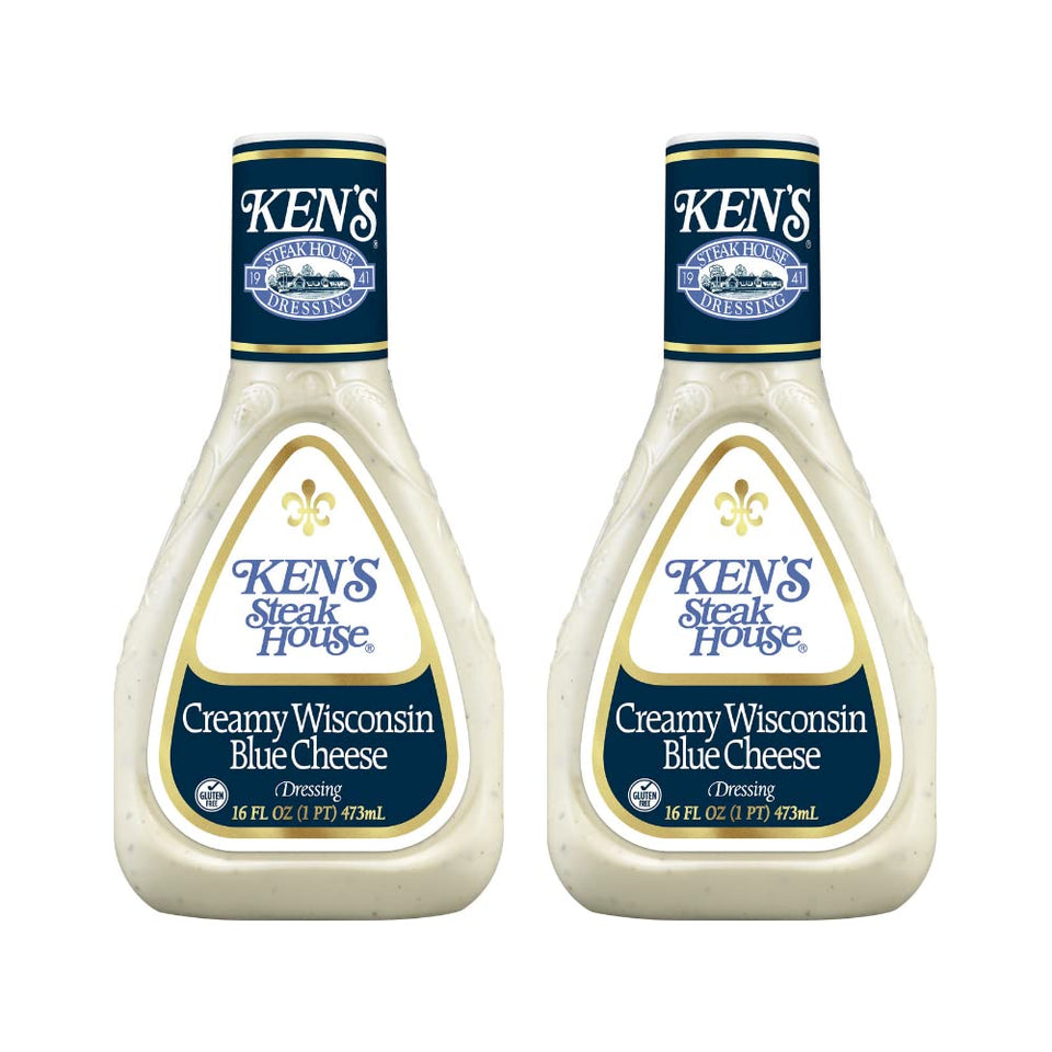 Ken's Steak House Blue Cheese Dressing bottle showing creamy texture for salads