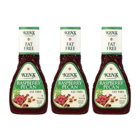 Ken's Fat-Free Raspberry-Pecan Dressing bottle, ideal for a lighter salad