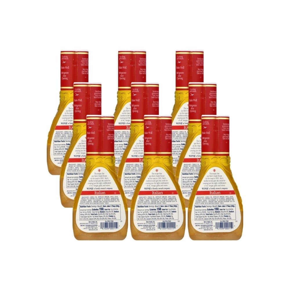Ken's Steak House Italian dressing bottle ready for marinating chicken or beef