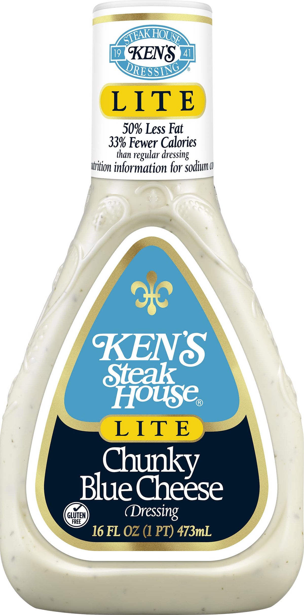 Ken's Steak House Lite Blue Cheese Dressing over a crisp salad; enhancing flavor.