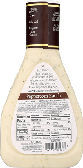 Ken's Peppercorn Ranch as a dip for wings and chips.