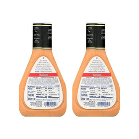 Label view of Ken's Russian Dressing two-pack bottles with bold branding.