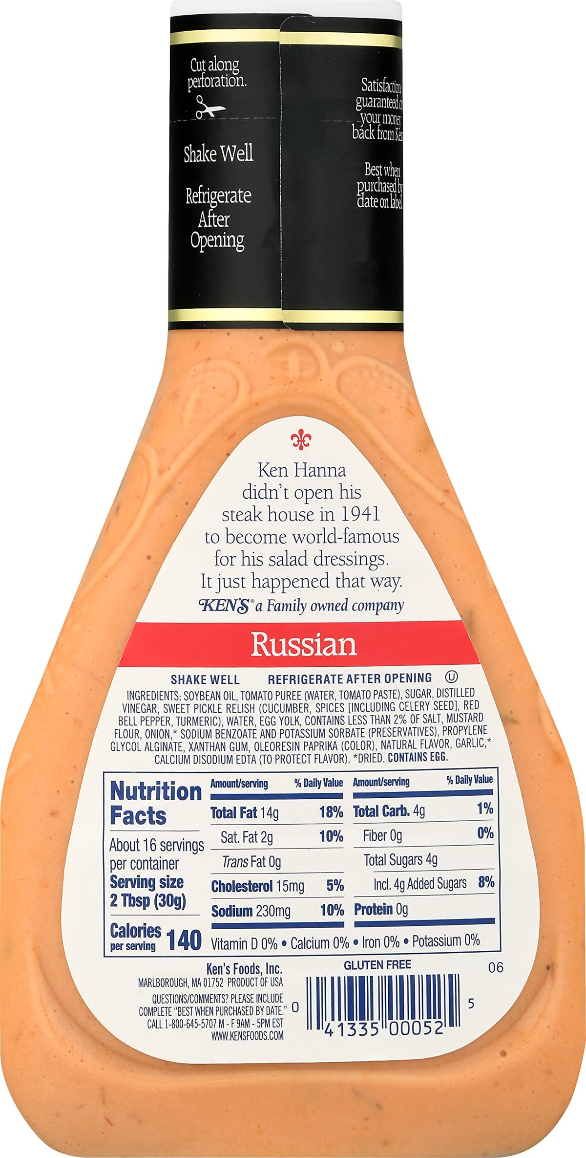 Two Ken's bottles in the refrigerator ready for family meals.
