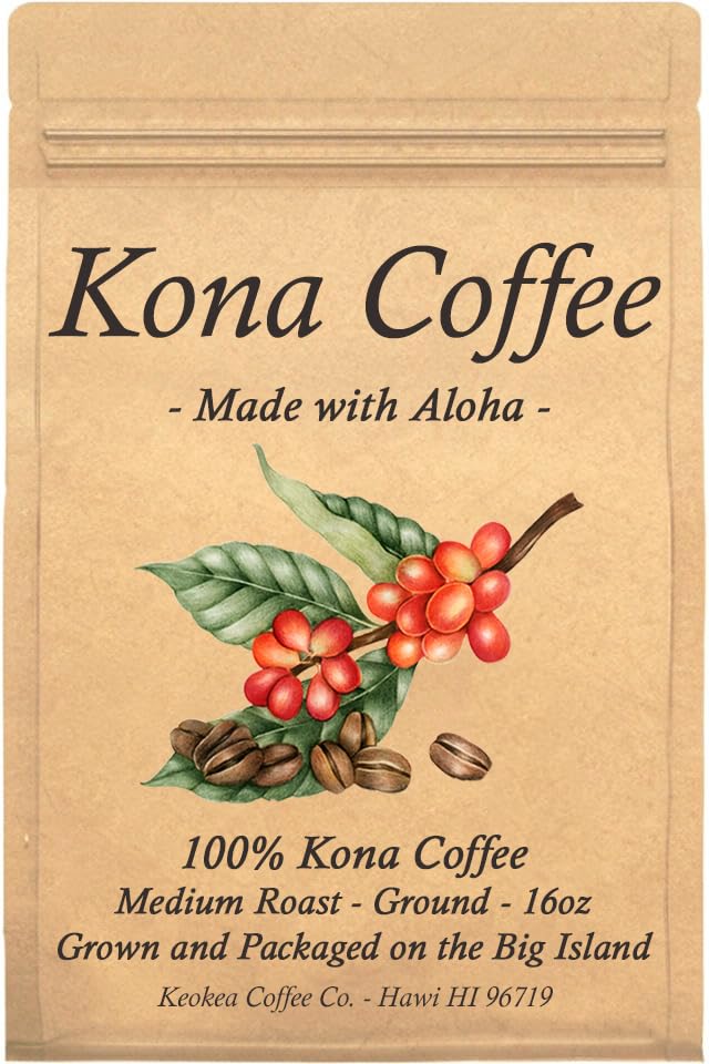 Keokea Coffee Co. Kona ground coffee bag with rich aroma for everyday brews.