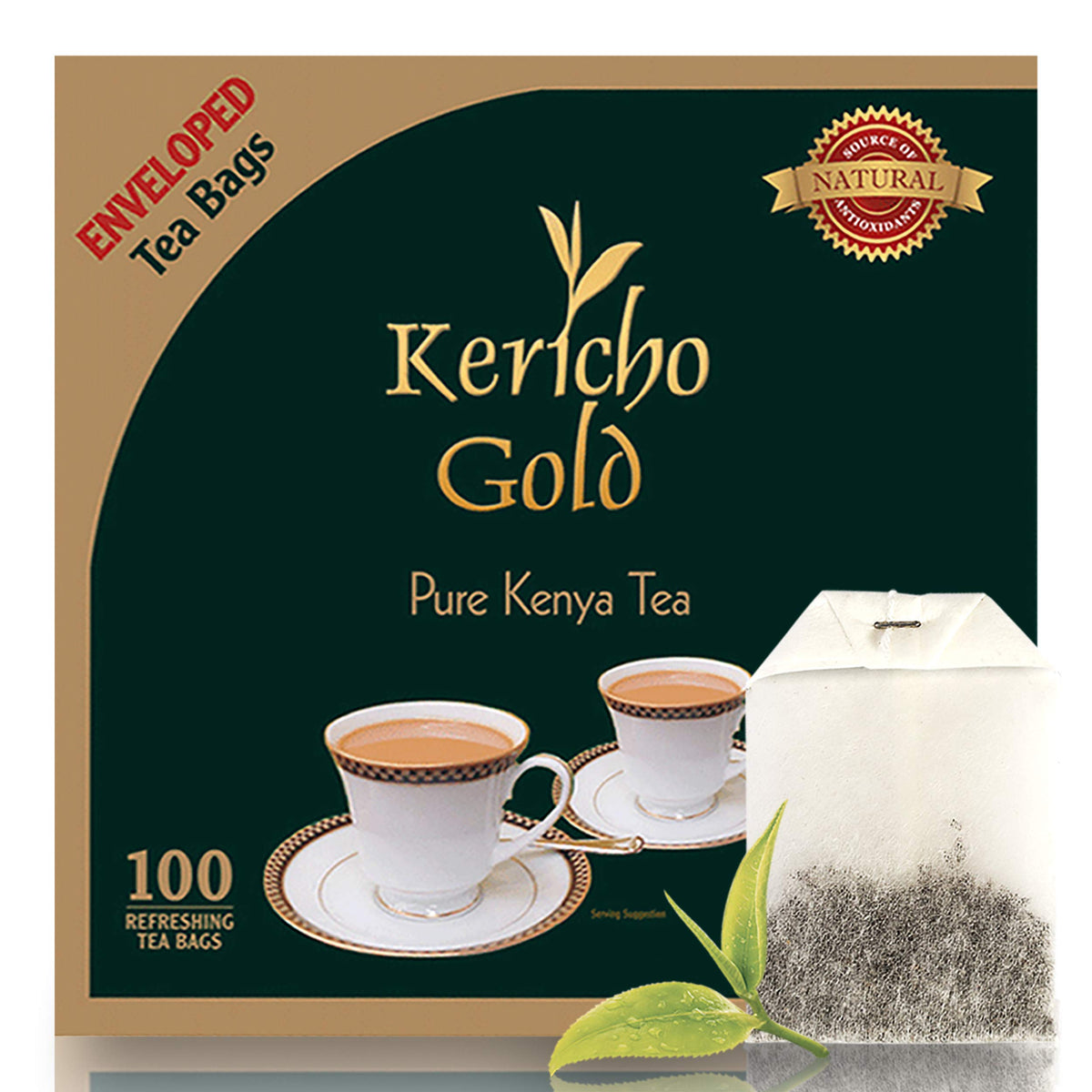 Kericho Gold Black Tea: Orange Pekoe, Kenya origin, bold aroma for mornings