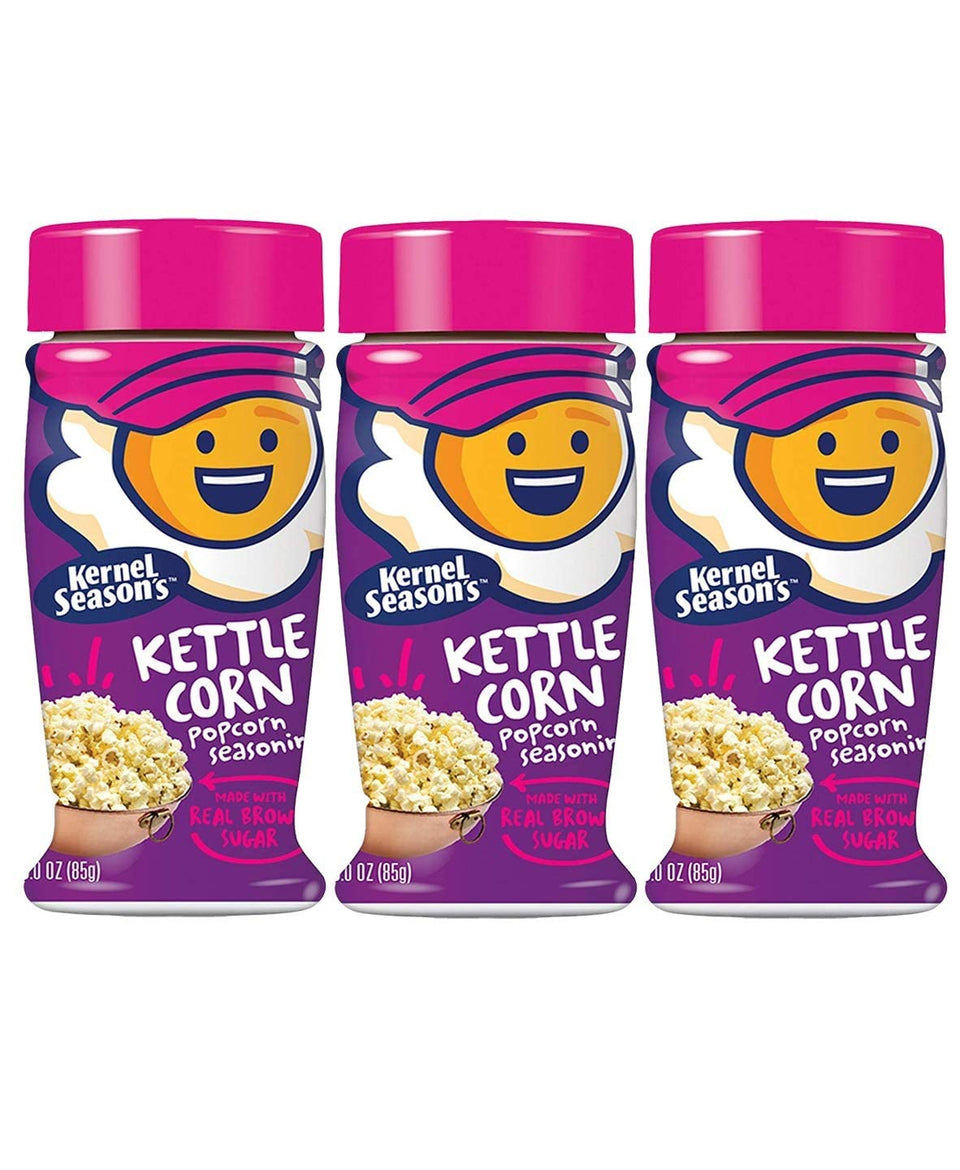 Kernel Season's kettle corn seasoning jar for movie-night snacking.