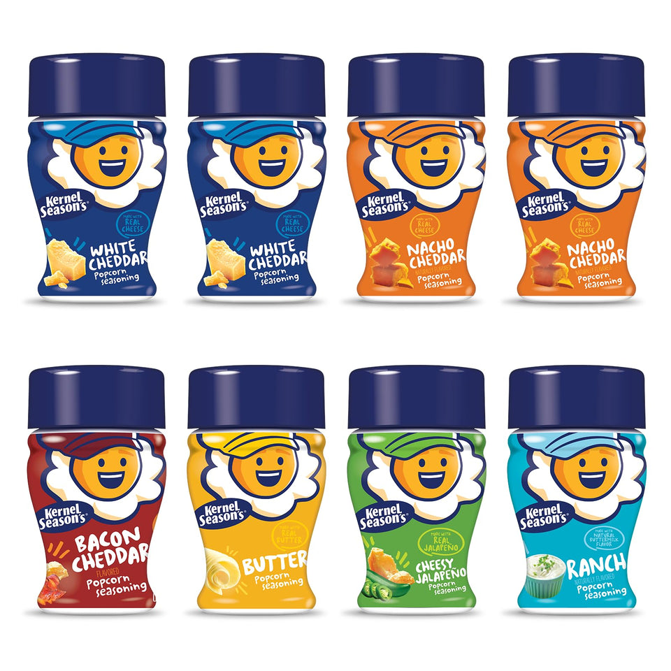Kernel Season's mini white cheddar canister adds bold popcorn flavor.