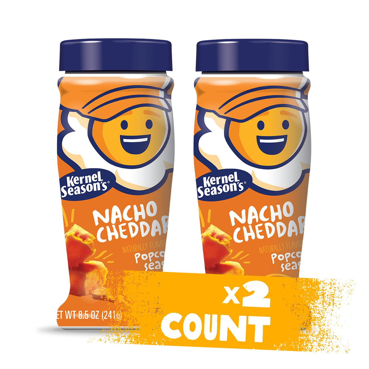 Kernel Season's Nacho Cheddar label front showing real cheddar cheese flavor