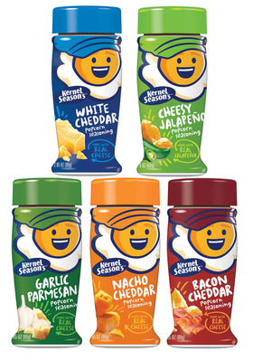 Kernel Season's Cheese Lovers bottle pour for bold popcorn flavor