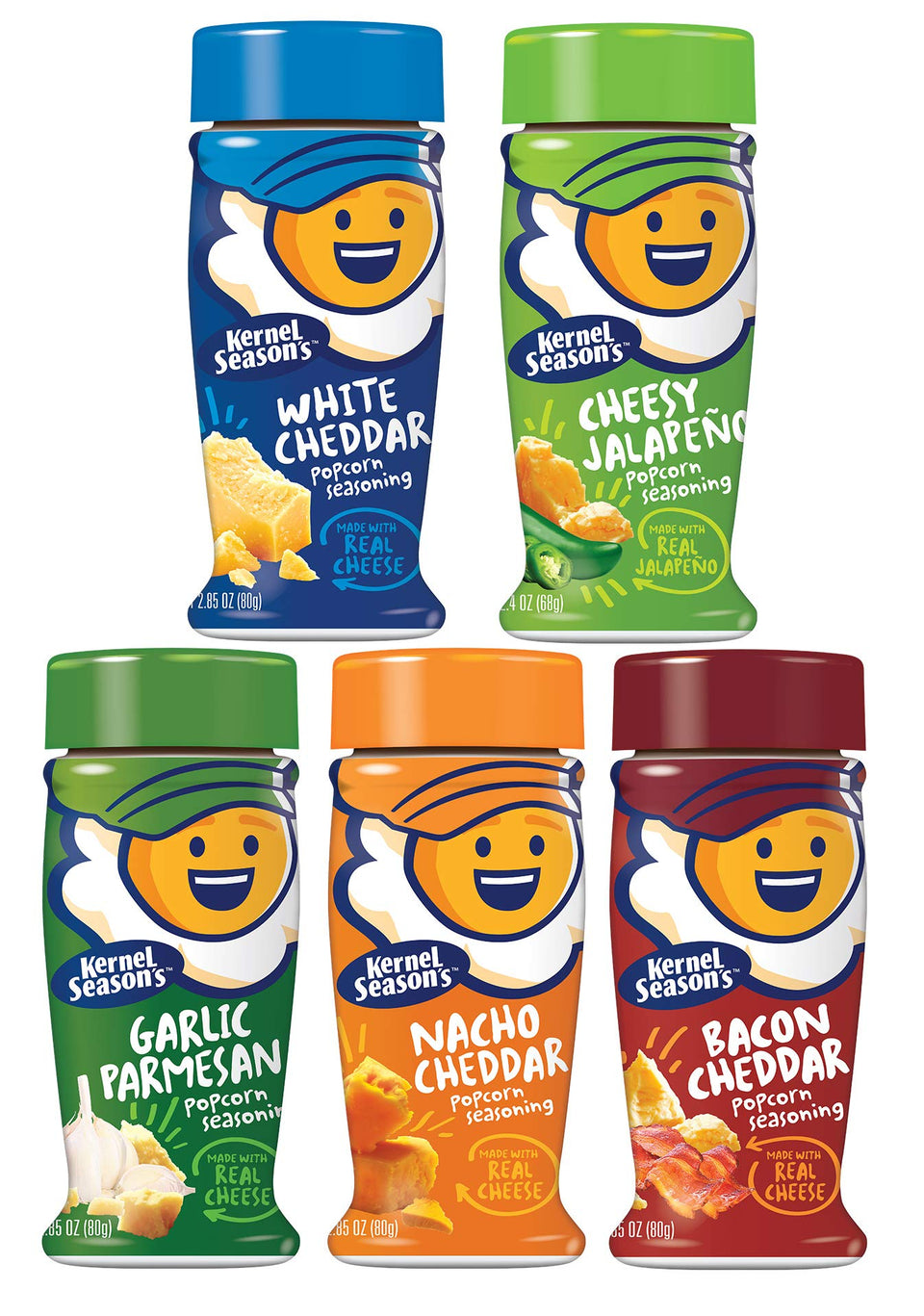 Kernel Season's Cheese Lovers bottle pour for bold popcorn flavor