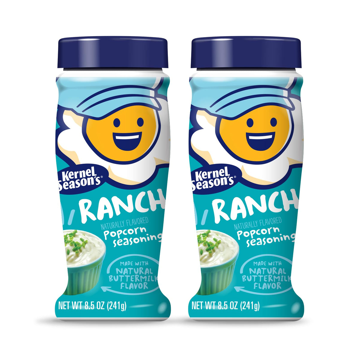 Kernel Season's Ranch popcorn seasoning bottle delivering creamy buttermilk flavor for popcorn.