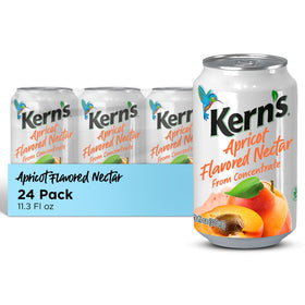 Kern's Apricot Nectar can close-up shows rich color and bold apricot flavor