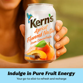 Kern's Apricot Nectar kids lunchbox image emphasizes portable, naturally sweet refreshment