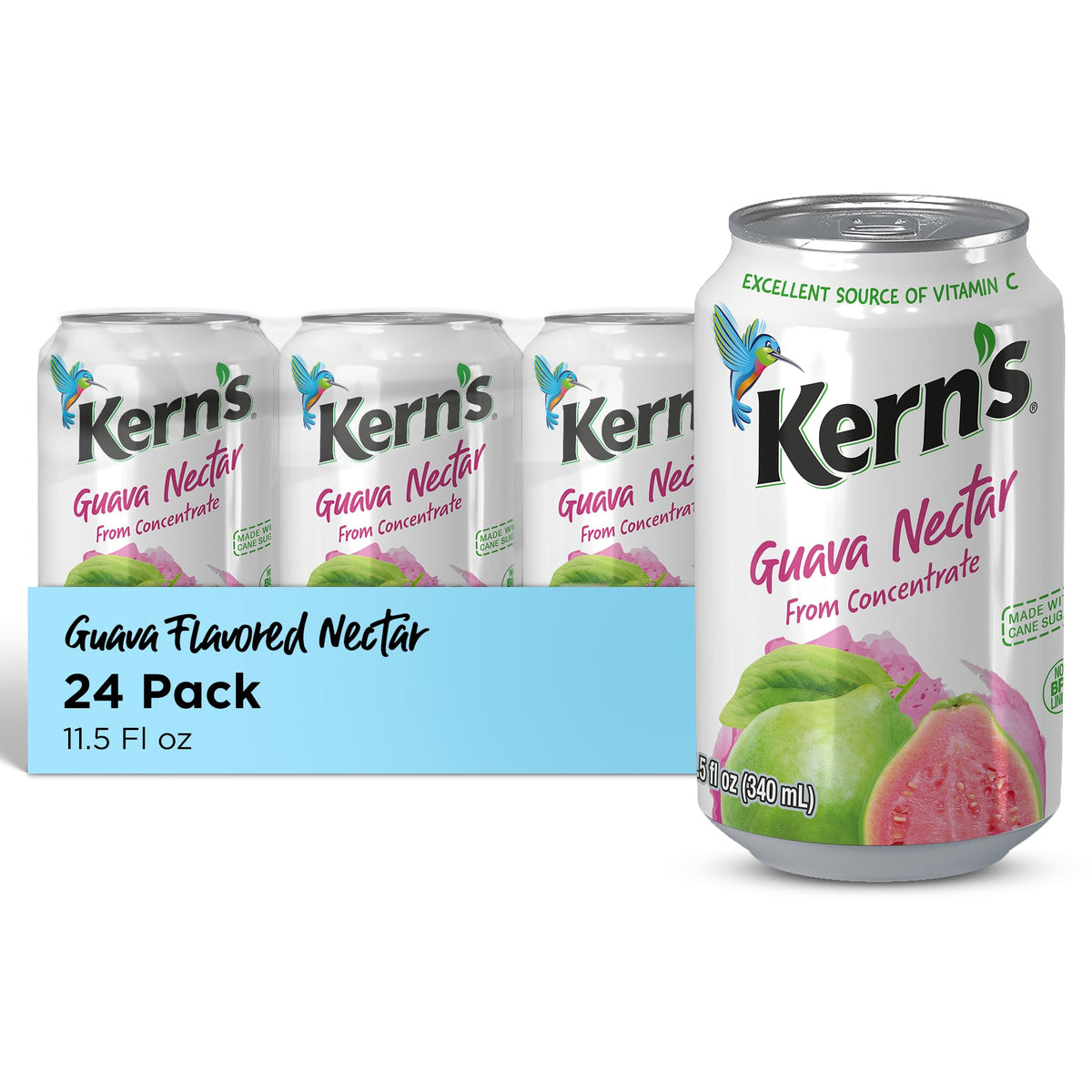 Kern's Guava Nectar can closeup highlighting tropical flavor for refreshing sips