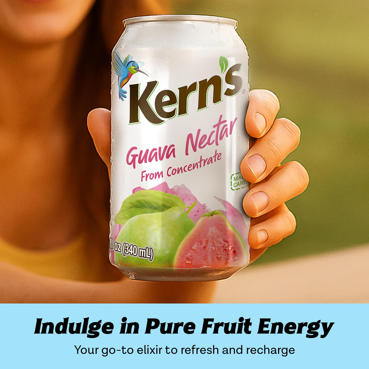 Kern's Guava Nectar in a blender creating a thick smoothie base