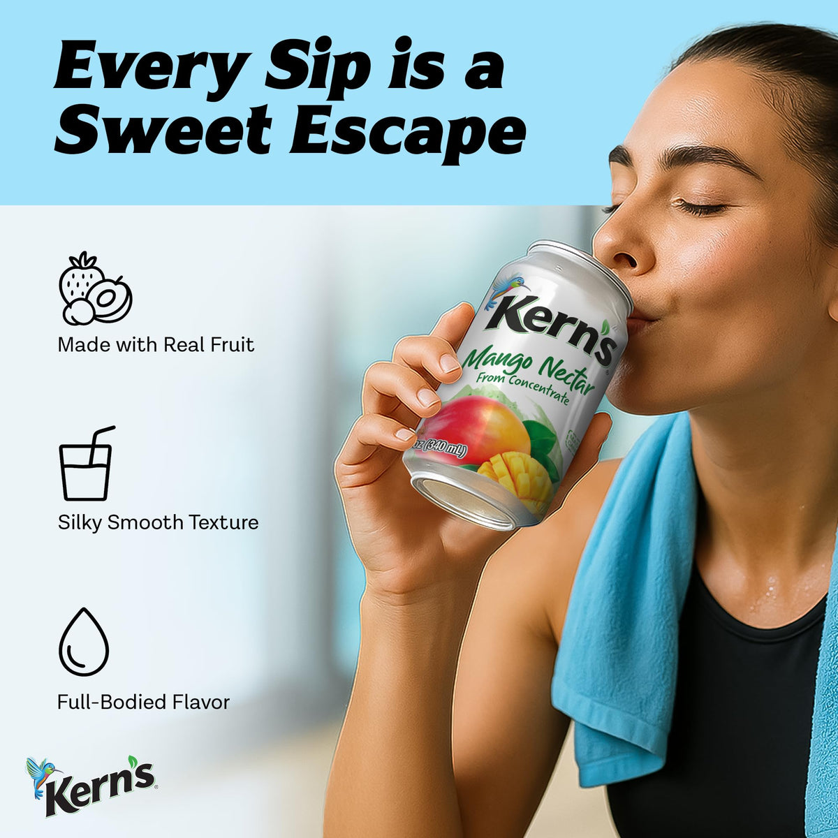 Kern's Mango Nectar as a smoothie base for creamy fruit drinks.