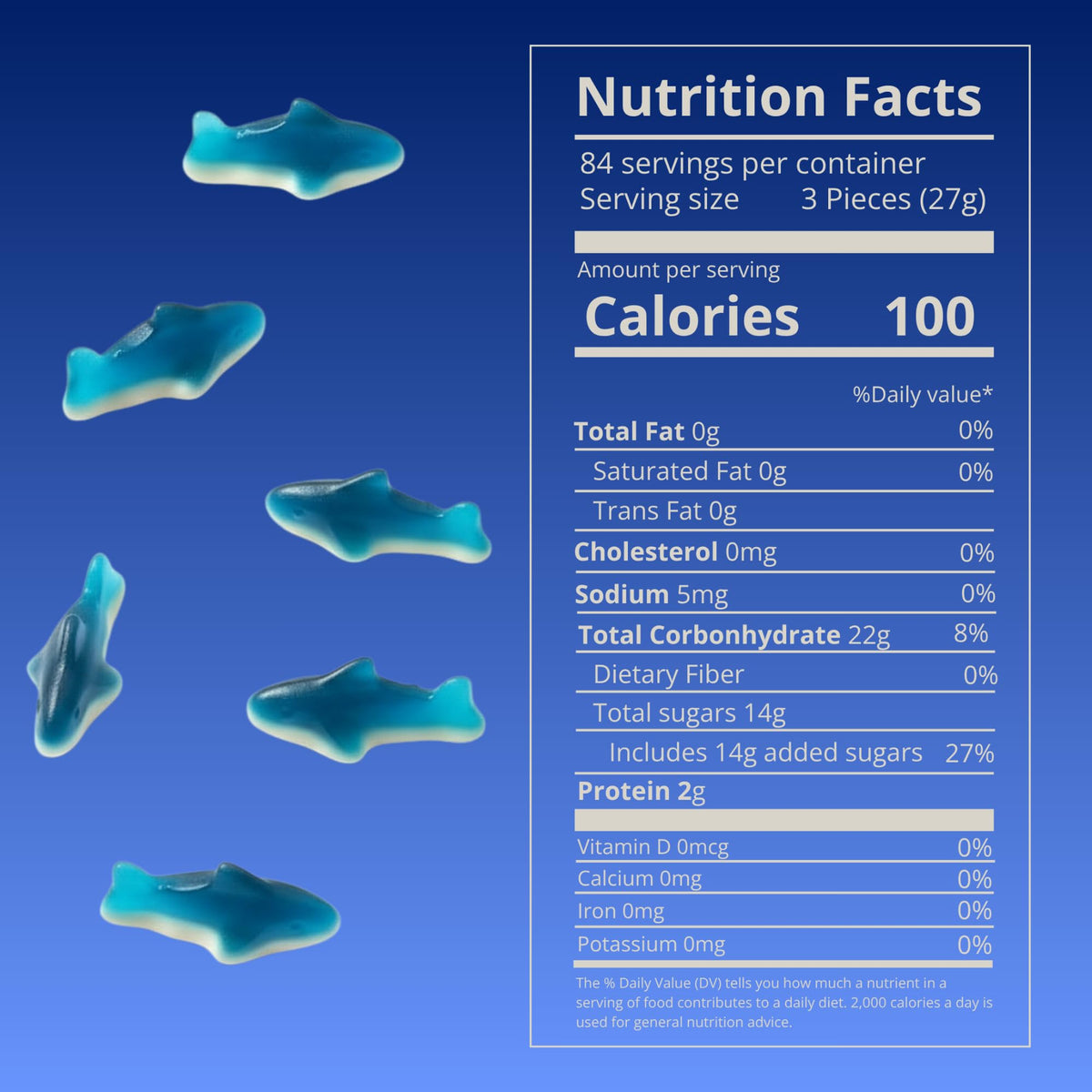 Kervan Bebeto Blue Shark Gummies kids snack for lunchboxes and parties.