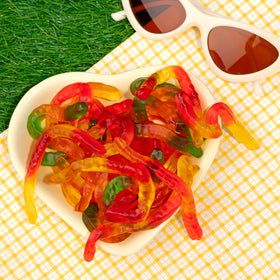 Open bag of Kervan Bebeto Gummy Worms ready for sharing