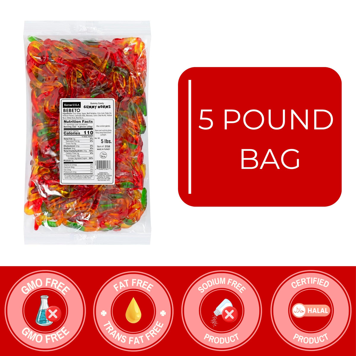 Kervan Bebeto Gummy Worms in a gift jar for gifting