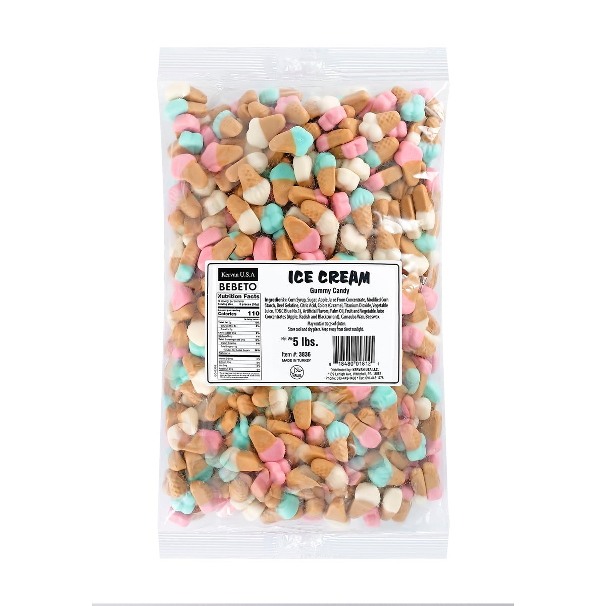Kervan Bebeto Ice Cream Gummies cones pack – vibrant mini cones for a playful snack.