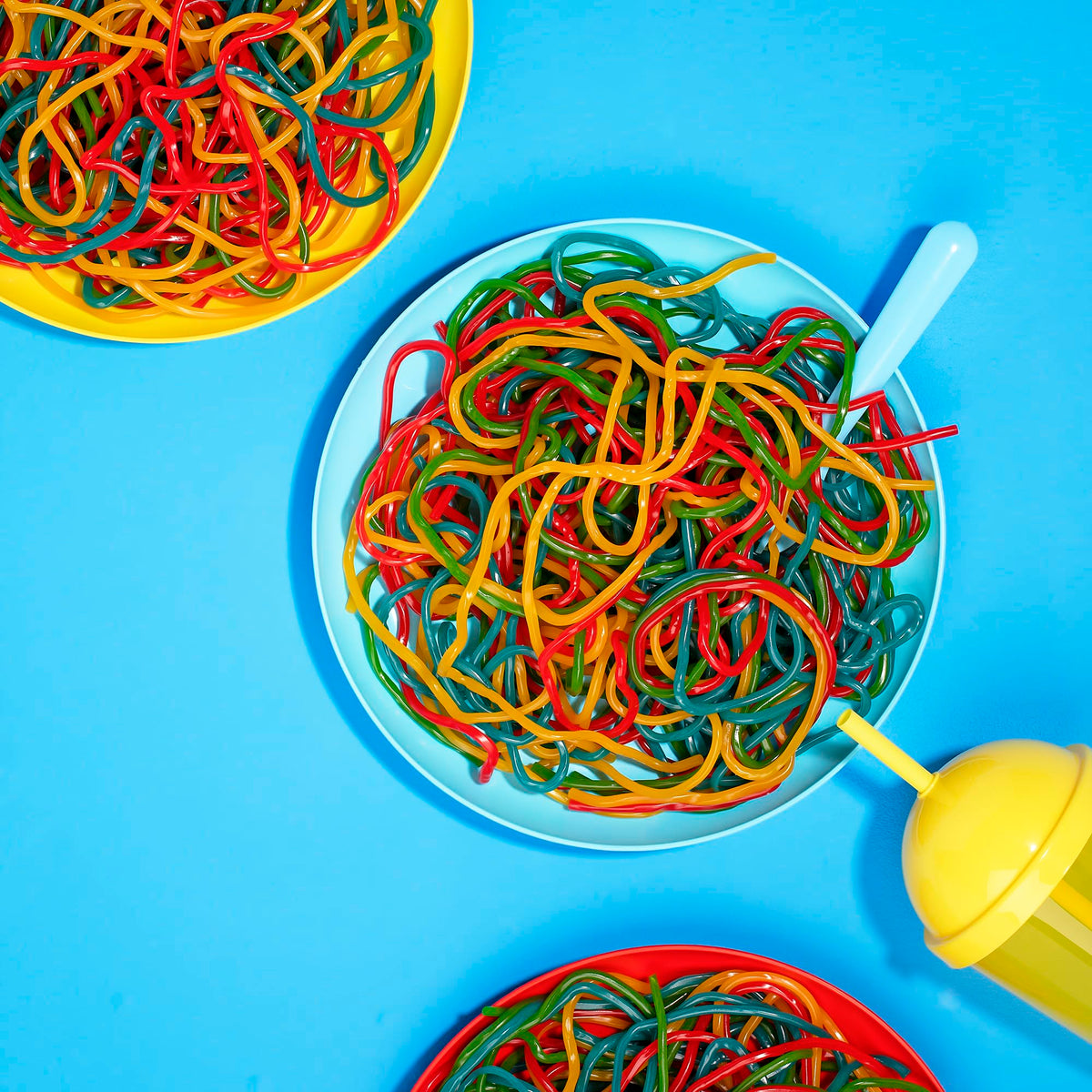 Kervan Bebeto Rainbow Licorice Laces with soft chewy texture.