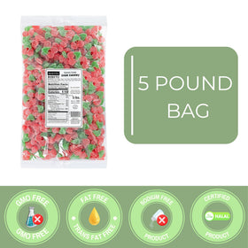 Kervan Bebeto Sour Cherry gummies texture-closeup reveals tangy sour sugar coating.