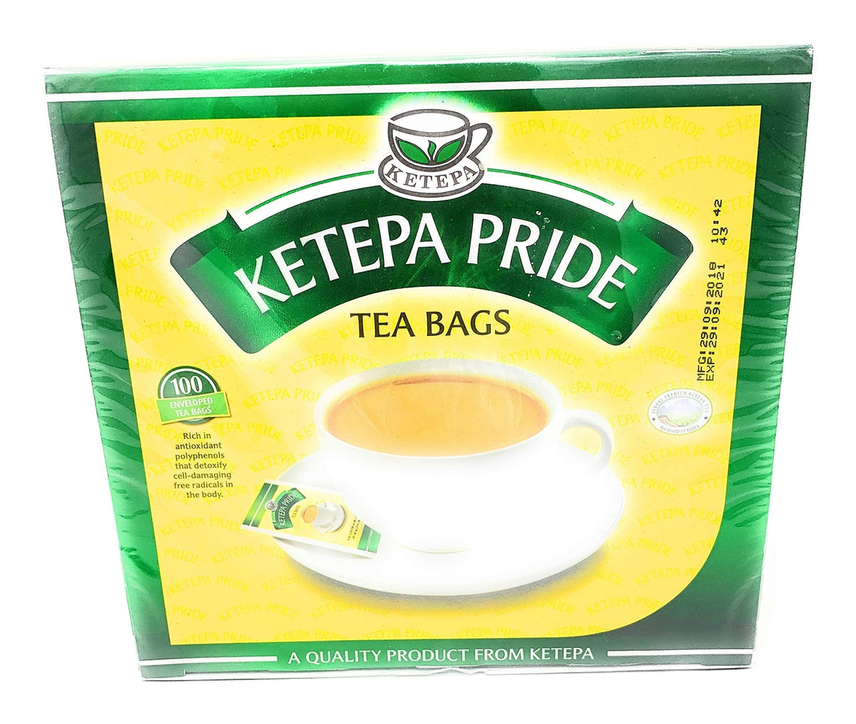 Ketepa Pride 200 g label close-up, highlighting premium Kenyan tea quality.