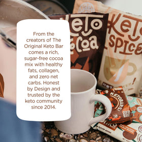 Close-up of Keto Bars ingredients featuring coconut oil powder and cocoa