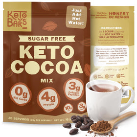 Keto Bars Healthy Cocoa Mix jar showing keto-friendly cocoa in a convenient container
