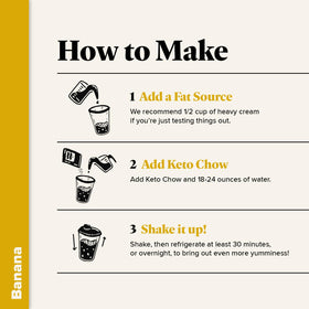 Keto Chow banana meal shake shaker for mix-ahead convenience.