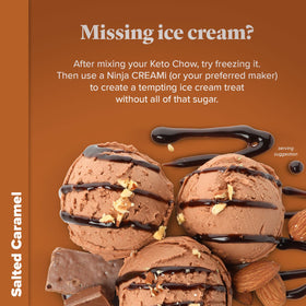 Keto Chow Salted Caramel ingredients label highlights complete keto macros