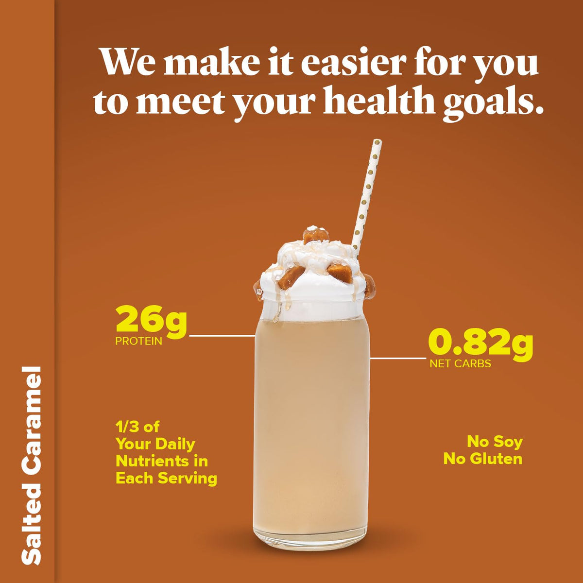 Keto Chow Salted Caramel shake glass shows creamy, ready keto meal
