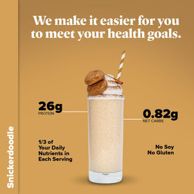 Keto Chow Snickerdoodle shake in a glass, ready for a quick keto meal.